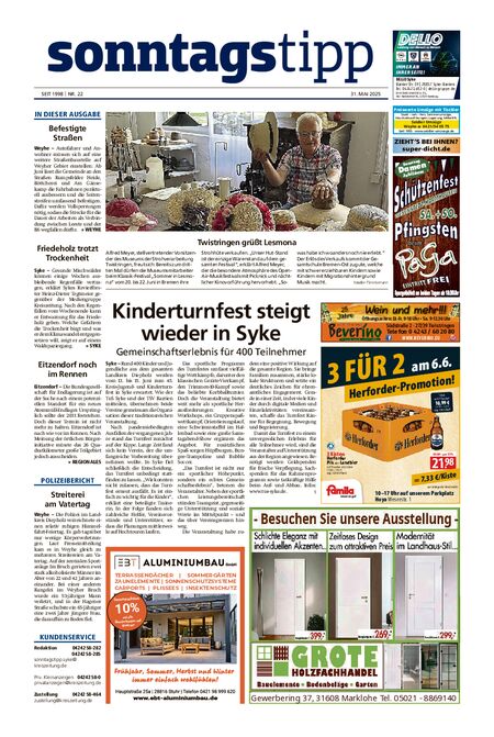 Sonntags-Tipp Syke-Weyhe-Bassum vom 31.05.2025