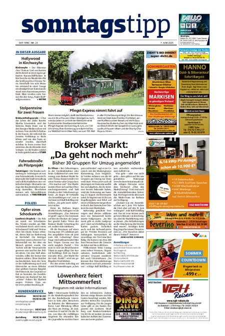 Sonntags-Tipp Syke-Weyhe-Bassum vom 07.06.2025