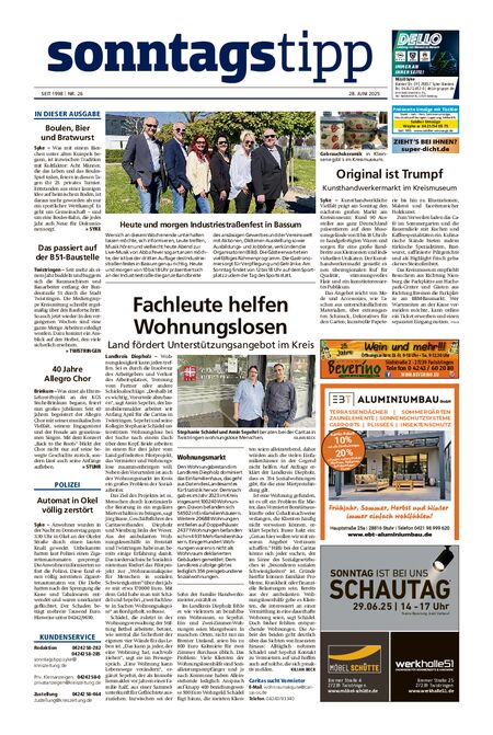 Sonntags-Tipp Syke-Weyhe-Bassum vom 28.06.2025