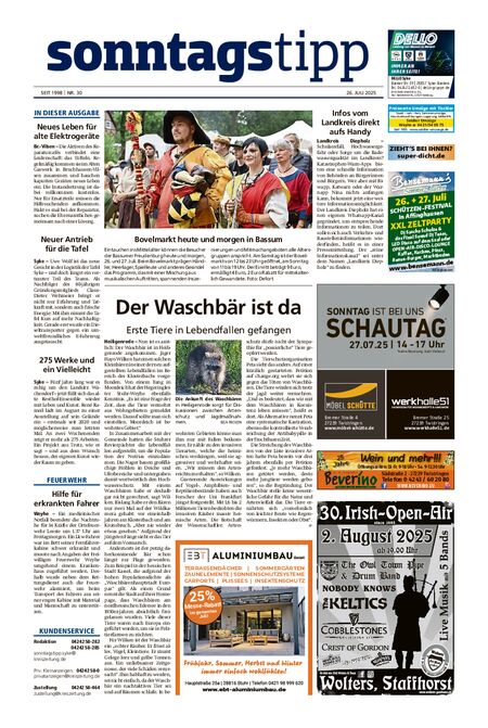 Sonntags-Tipp Syke-Weyhe-Bassum vom 26.07.2025