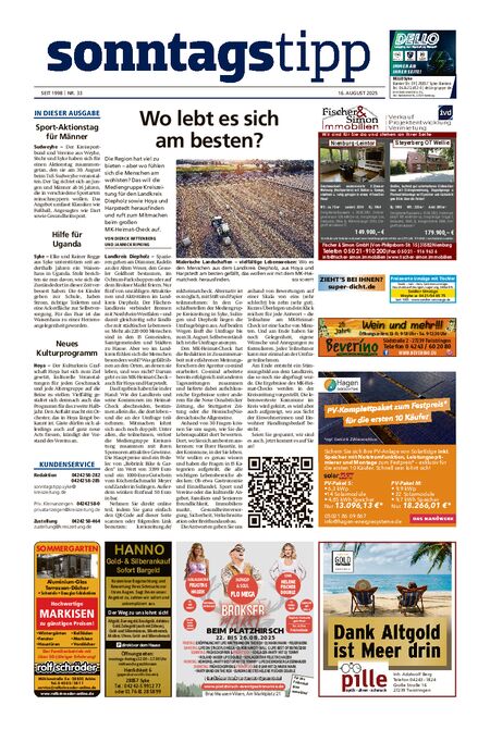 Sonntags-Tipp Syke-Weyhe-Bassum vom 16.08.2025