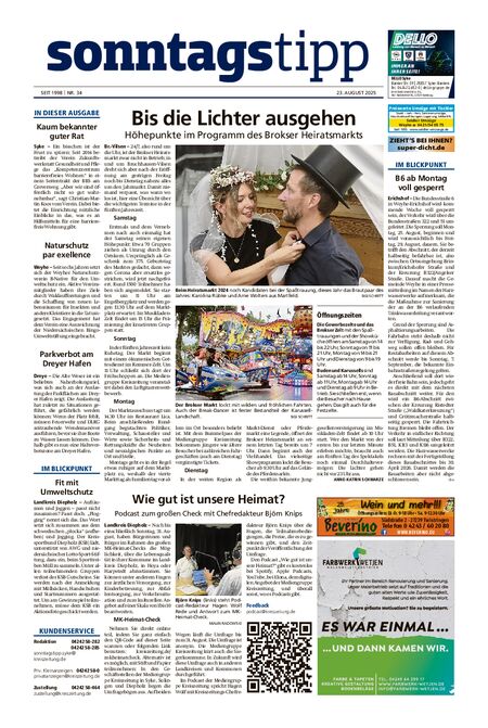Sonntags-Tipp Syke-Weyhe-Bassum vom 23.08.2025