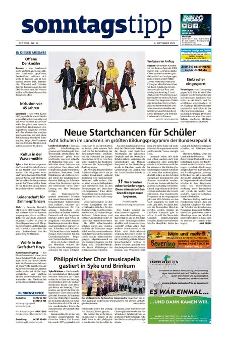 Sonntags-Tipp Syke-Weyhe-Bassum vom 06.09.2025