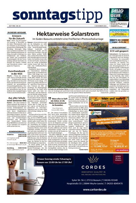 Sonntags-Tipp Syke-Weyhe-Bassum vom 01.11.2025