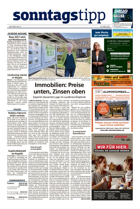 Sonntags-Tipp Syke-Weyhe-Bassum vom 18.04.2026