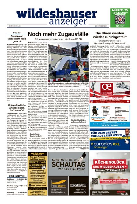 Wildeshauser Anzeiger vom 25.10.2025