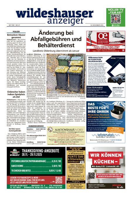 Wildeshauser Anzeiger vom 22.11.2025