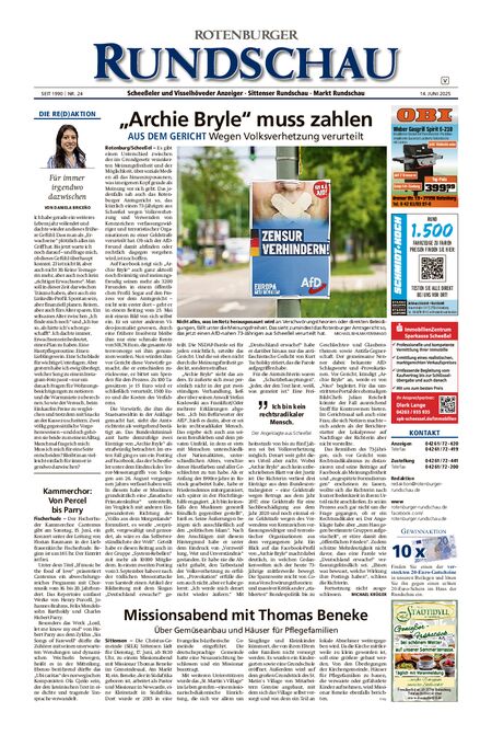 Rotenburger Rundschau Visselhövede am Sonntag vom 14.06.2025