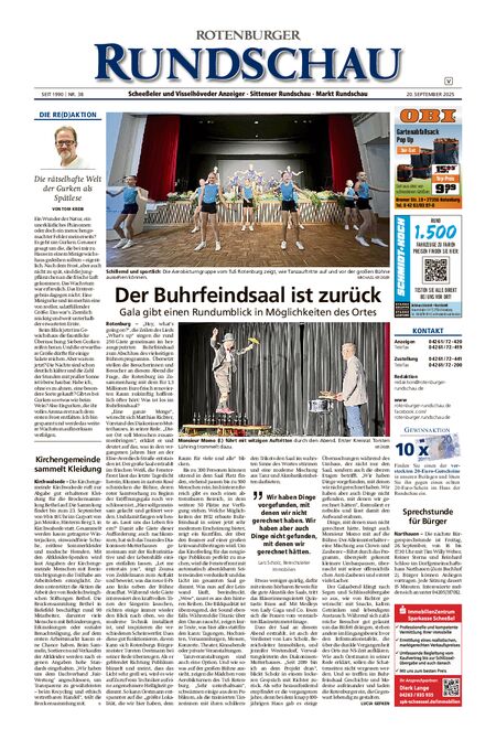 Vorschau Rotenburger Rundschau Visselhövede am Sonntag vom 20.09.2025