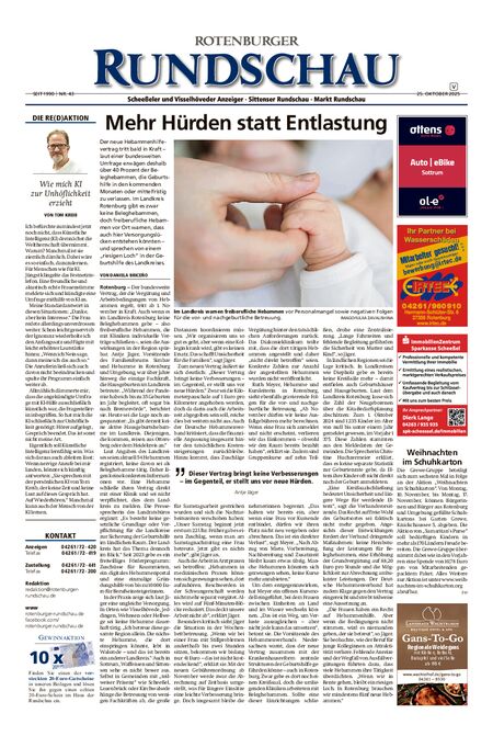 Rotenburger Rundschau Visselhövede am Sonntag vom 25.10.2025