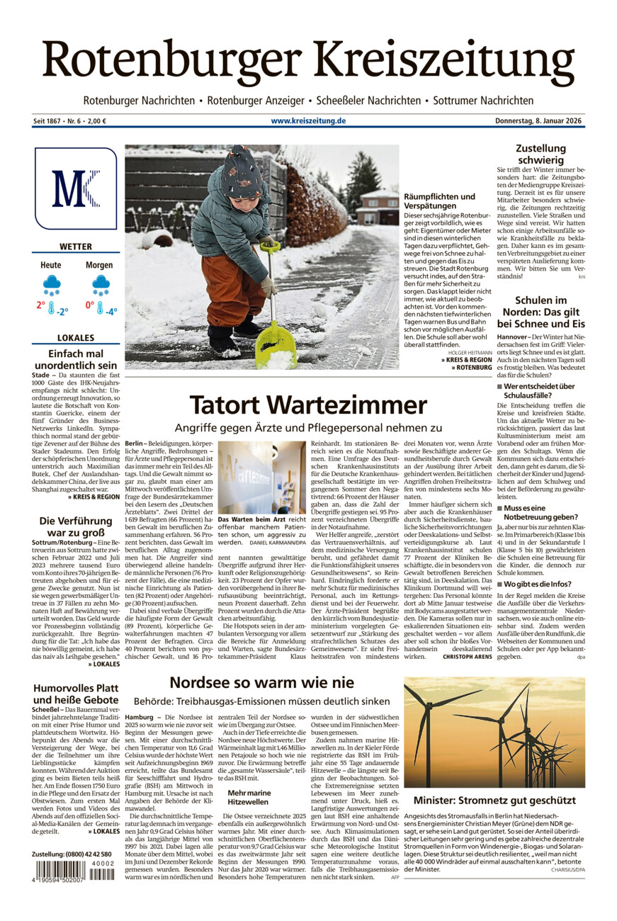 Rotenburger Kreiszeitung/Visselhöveder Nachrichten vom Donnerstag, 08.01.2026