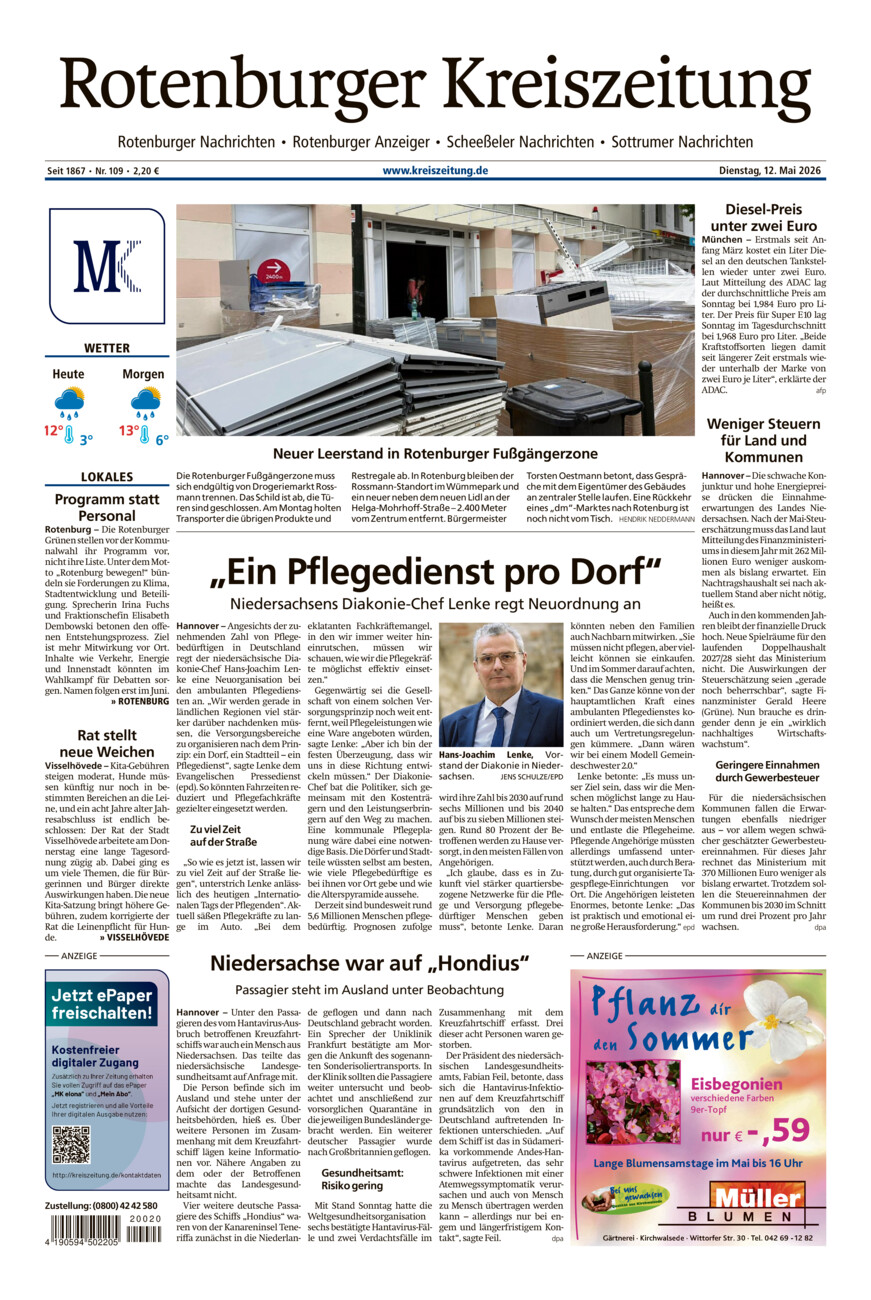 Rotenburger Kreiszeitung/Visselhöveder Nachrichten vom Dienstag, 12.05.2026