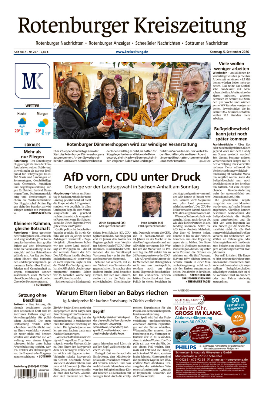Rotenburger Kreiszeitung/Visselhöveder Nachrichten vom Samstag, 05.09.2026