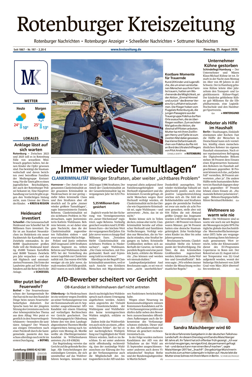 Rotenburger Kreiszeitung/Visselhöveder Nachrichten vom Dienstag, 25.08.2026