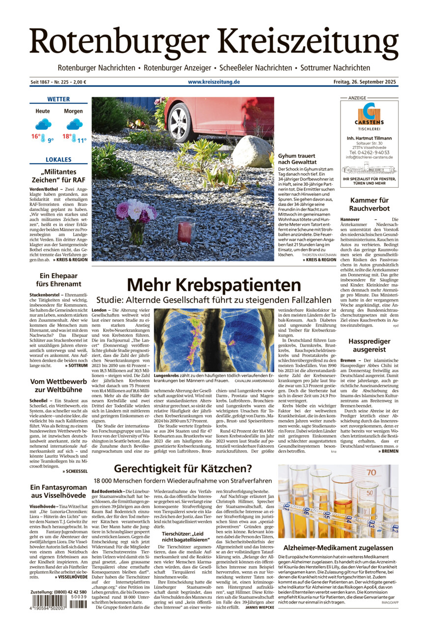 Rotenburger Kreiszeitung/Visselhöveder Nachrichten vom Freitag, 26.09.2025