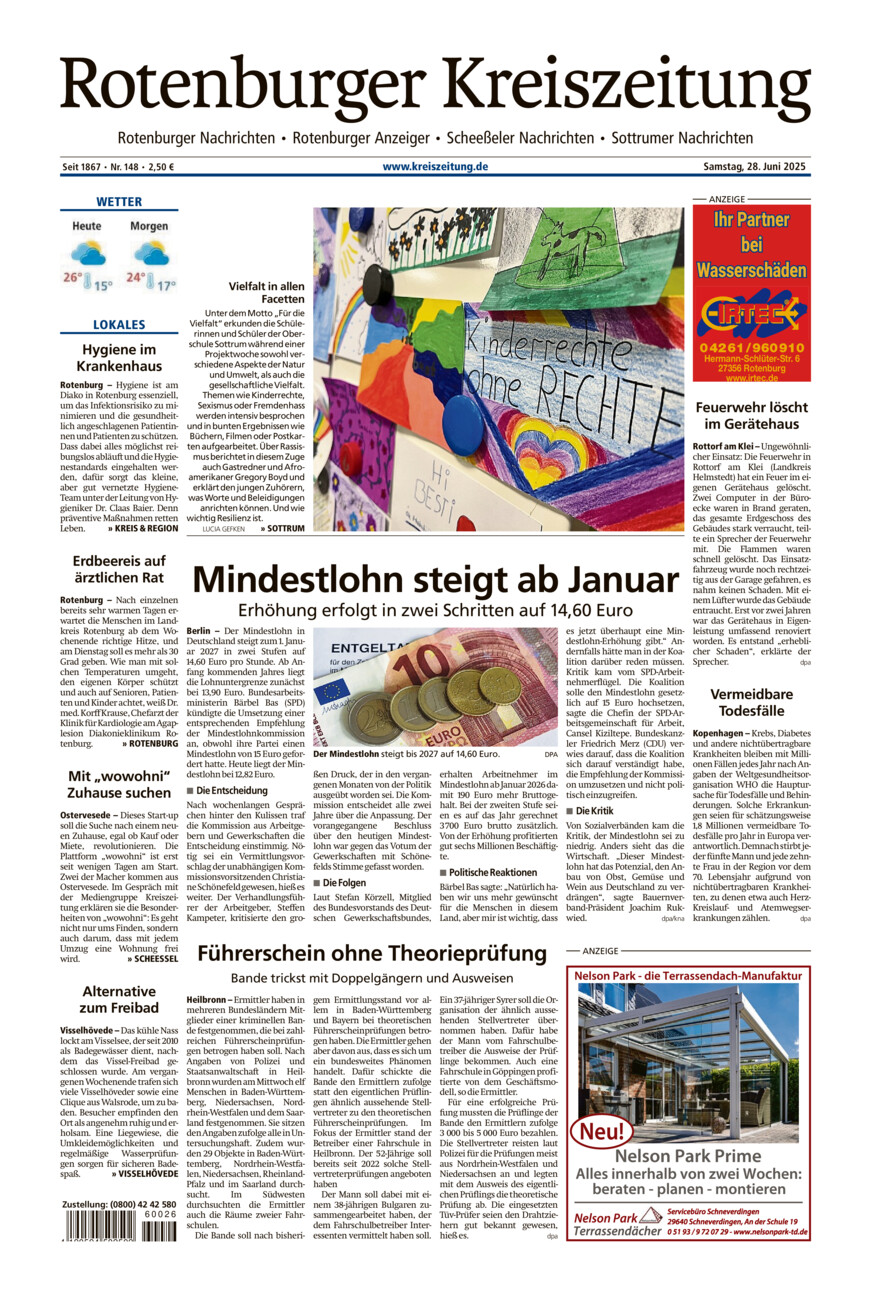Rotenburger Kreiszeitung/Visselhöveder Nachrichten vom Samstag, 28.06.2025