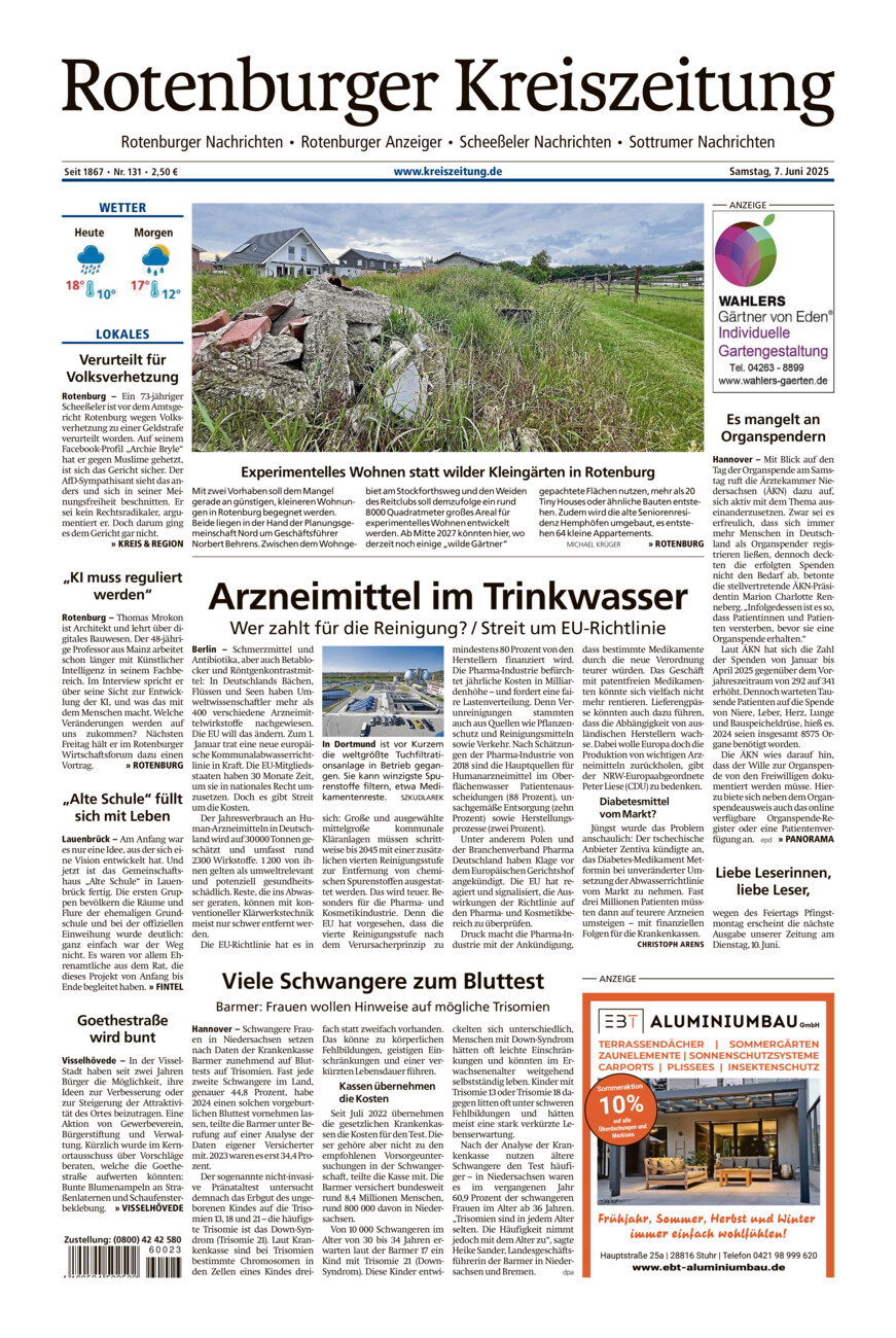 Rotenburger Kreiszeitung/Visselhöveder Nachrichten vom Samstag, 07.06.2025