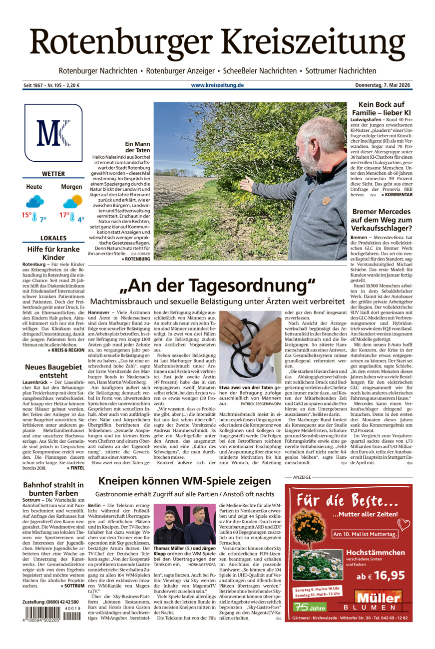 Rotenburger Kreiszeitung/Visselhöveder Nachrichten vom Donnerstag, 07.05.2026