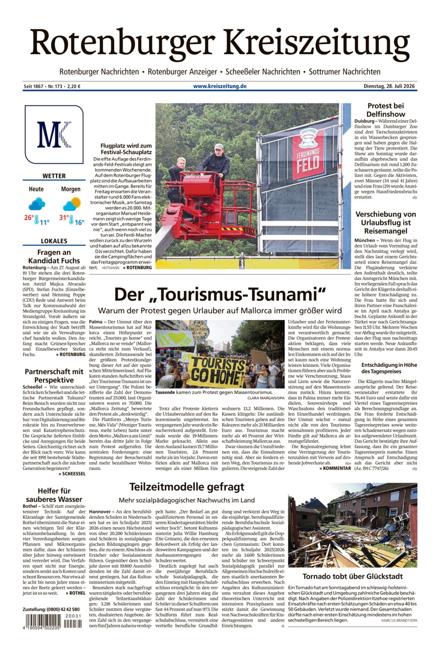 Rotenburger Kreiszeitung/Visselhöveder Nachrichten vom Dienstag, 28.07.2026