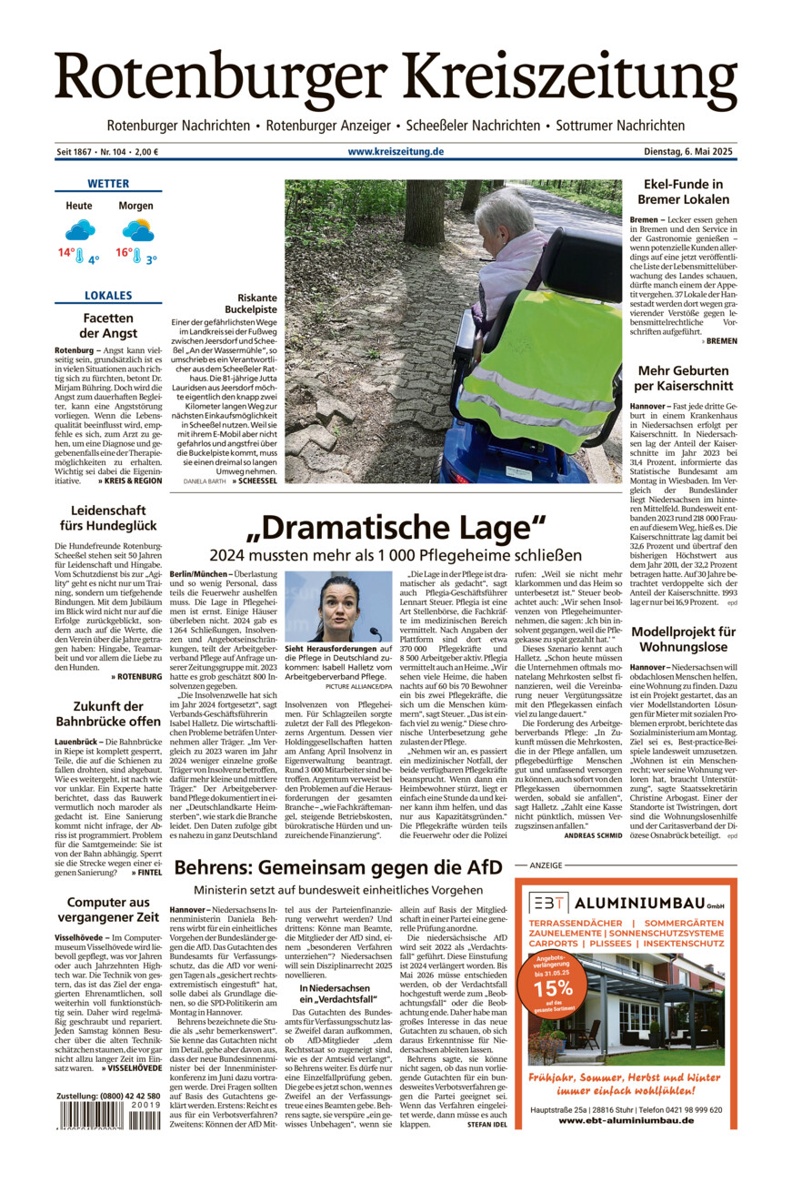 Rotenburger Kreiszeitung/Visselhöveder Nachrichten vom Dienstag, 06.05.2025