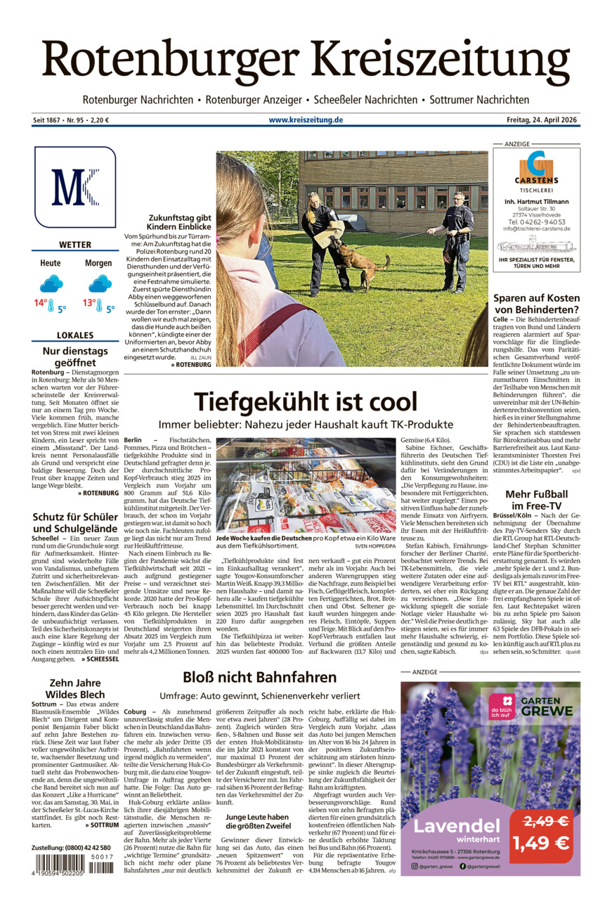 Rotenburger Kreiszeitung/Visselhöveder Nachrichten vom Freitag, 24.04.2026