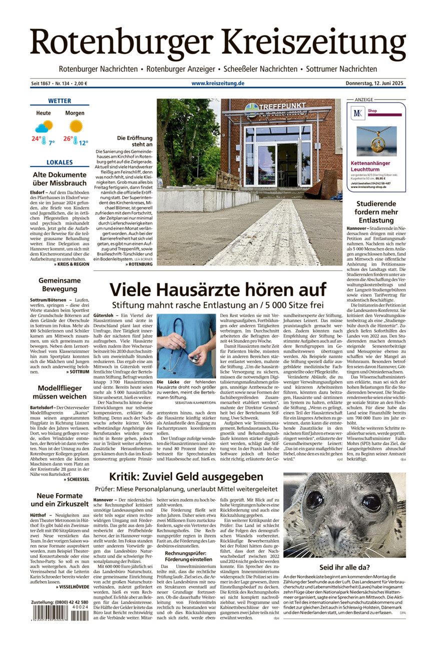 Rotenburger Kreiszeitung/Visselhöveder Nachrichten vom Donnerstag, 12.06.2025