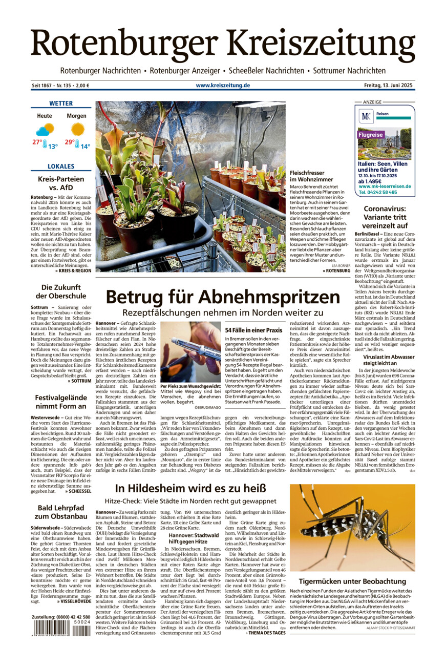 Rotenburger Kreiszeitung/Visselhöveder Nachrichten vom Freitag, 13.06.2025