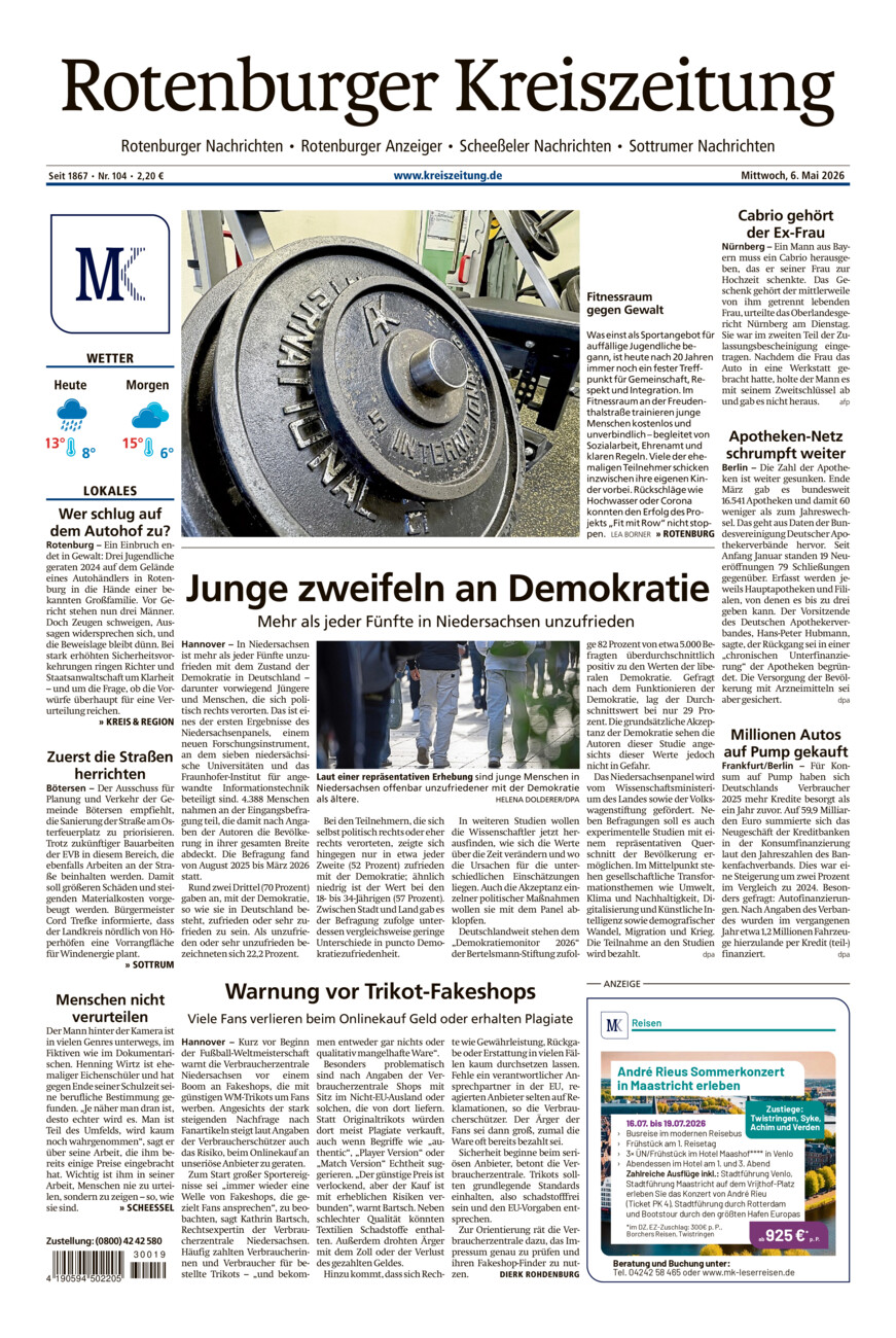 Rotenburger Kreiszeitung/Visselhöveder Nachrichten vom Mittwoch, 06.05.2026