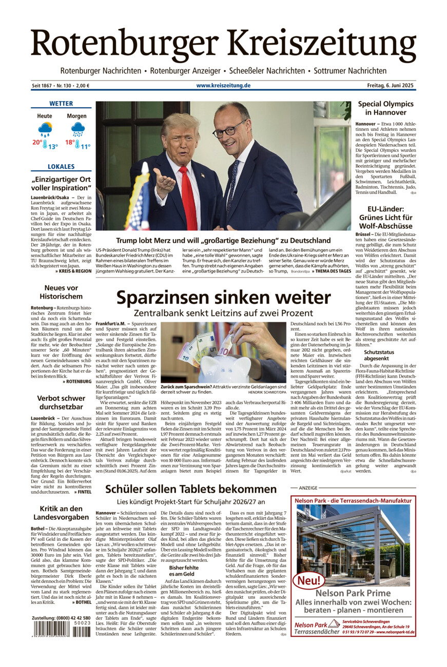 Rotenburger Kreiszeitung/Visselhöveder Nachrichten vom Freitag, 06.06.2025