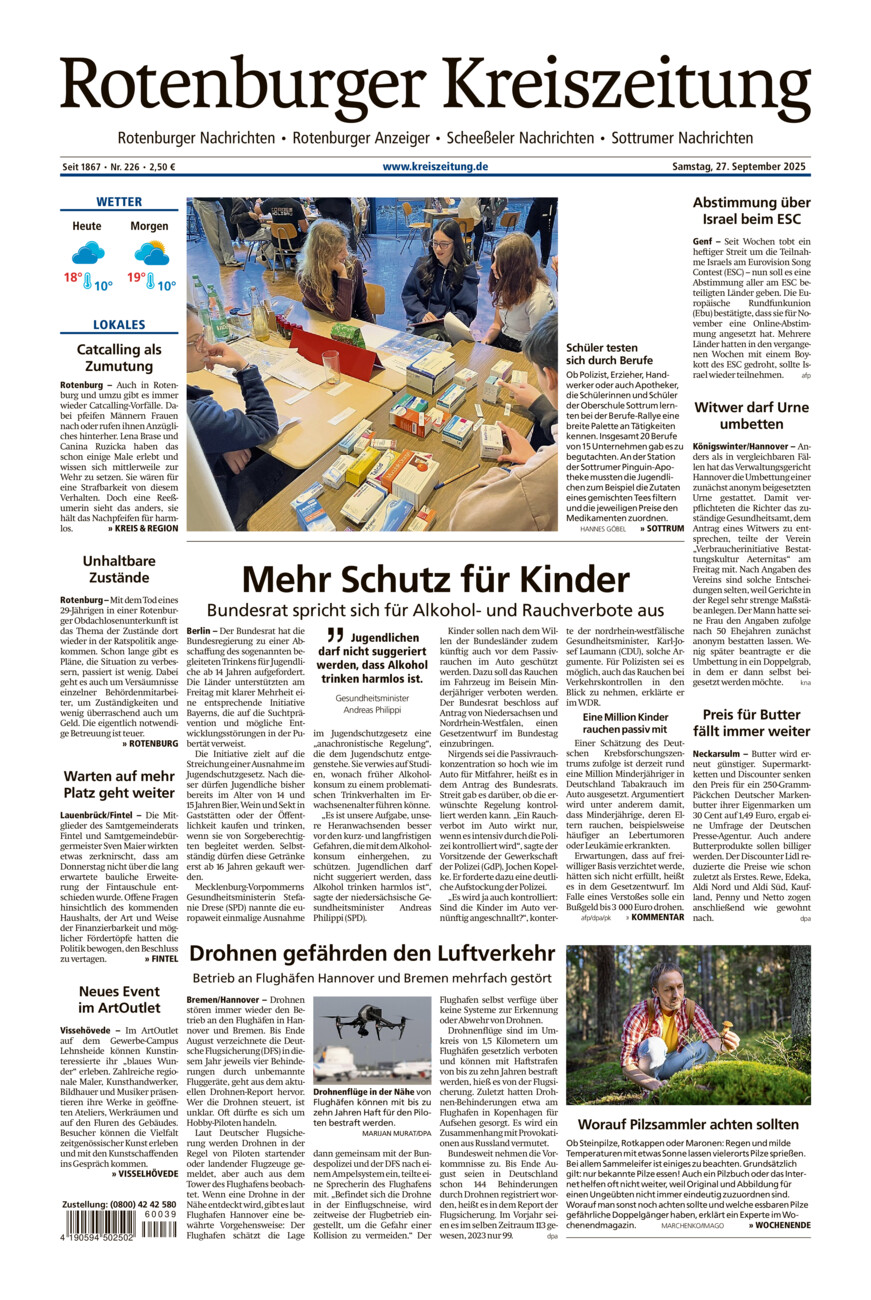 Rotenburger Kreiszeitung/Visselhöveder Nachrichten vom Samstag, 27.09.2025