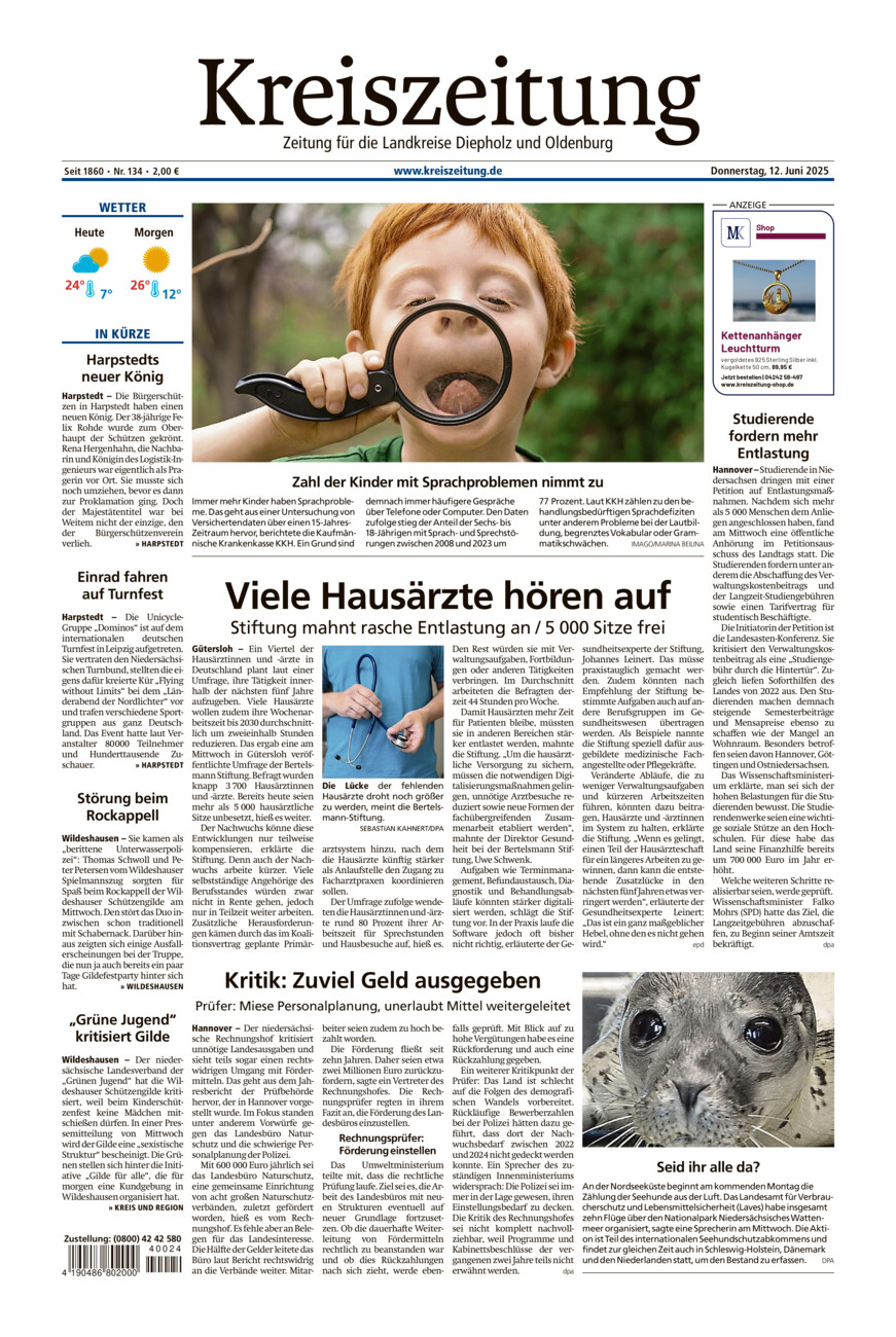 Kreiszeitung Kreis Oldenburg vom Donnerstag, 12.06.2025