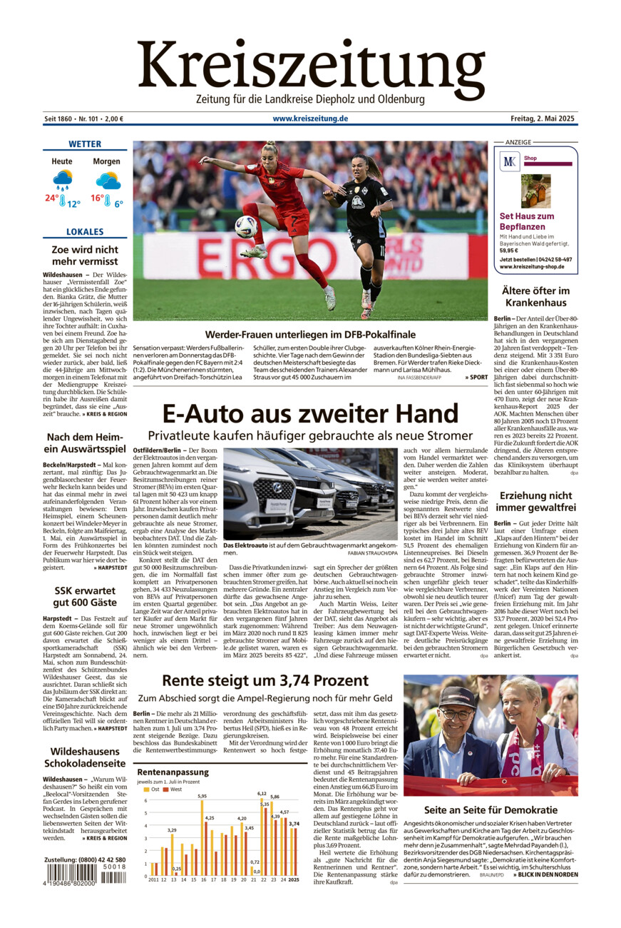 Kreiszeitung Kreis Oldenburg vom Freitag, 02.05.2025