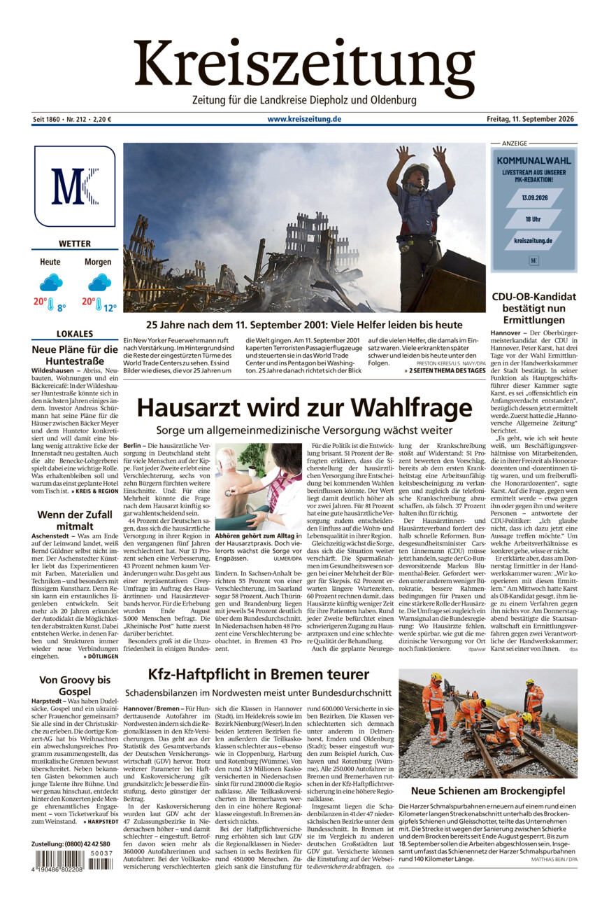 Kreiszeitung Kreis Oldenburg vom Freitag, 11.09.2026