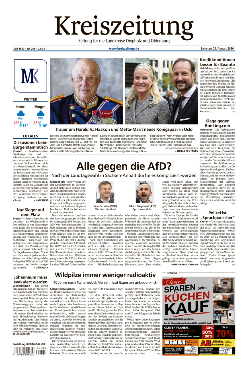 Kreiszeitung Kreis Oldenburg vom Samstag, 29.08.2026