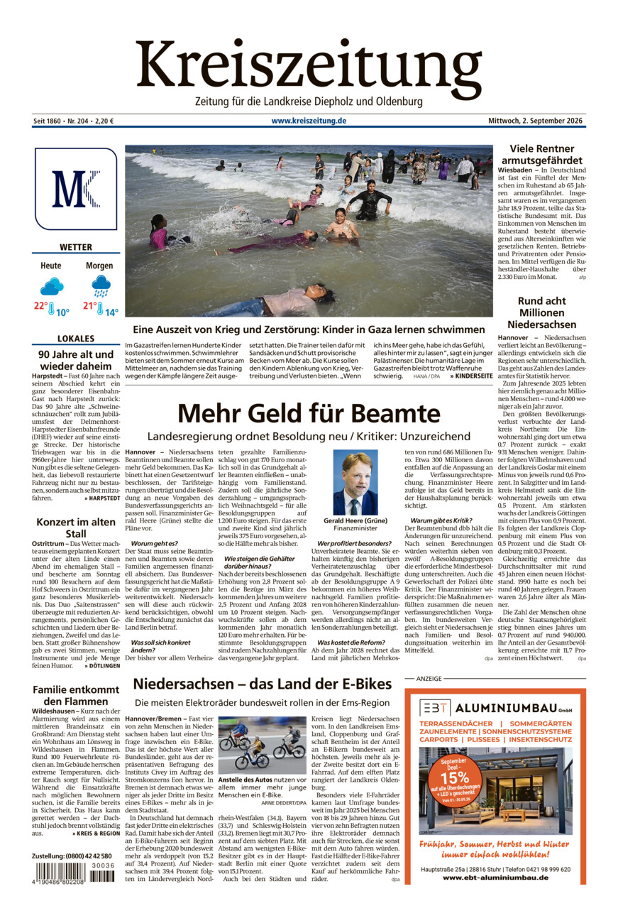 Kreiszeitung Kreis Oldenburg vom Mittwoch, 02.09.2026