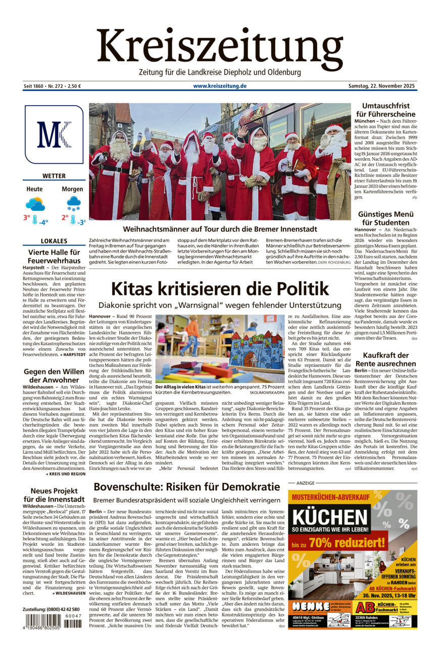 Kreiszeitung Kreis Oldenburg vom Samstag, 22.11.2025