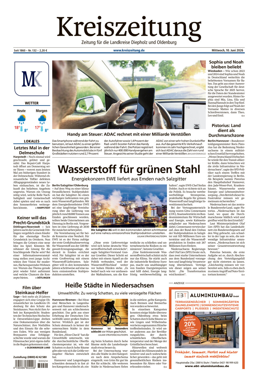 Kreiszeitung Kreis Oldenburg vom Mittwoch, 10.06.2026