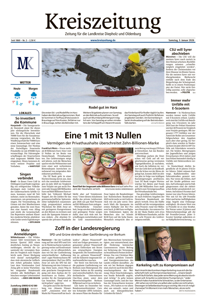 Kreiszeitung Kreis Oldenburg vom Samstag, 03.01.2026