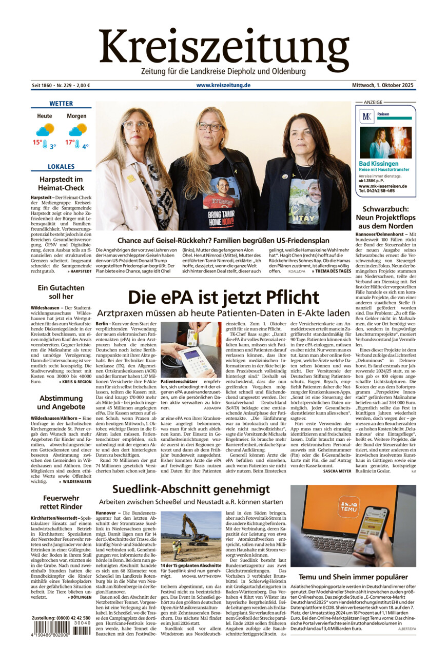 Kreiszeitung Kreis Oldenburg vom Mittwoch, 01.10.2025