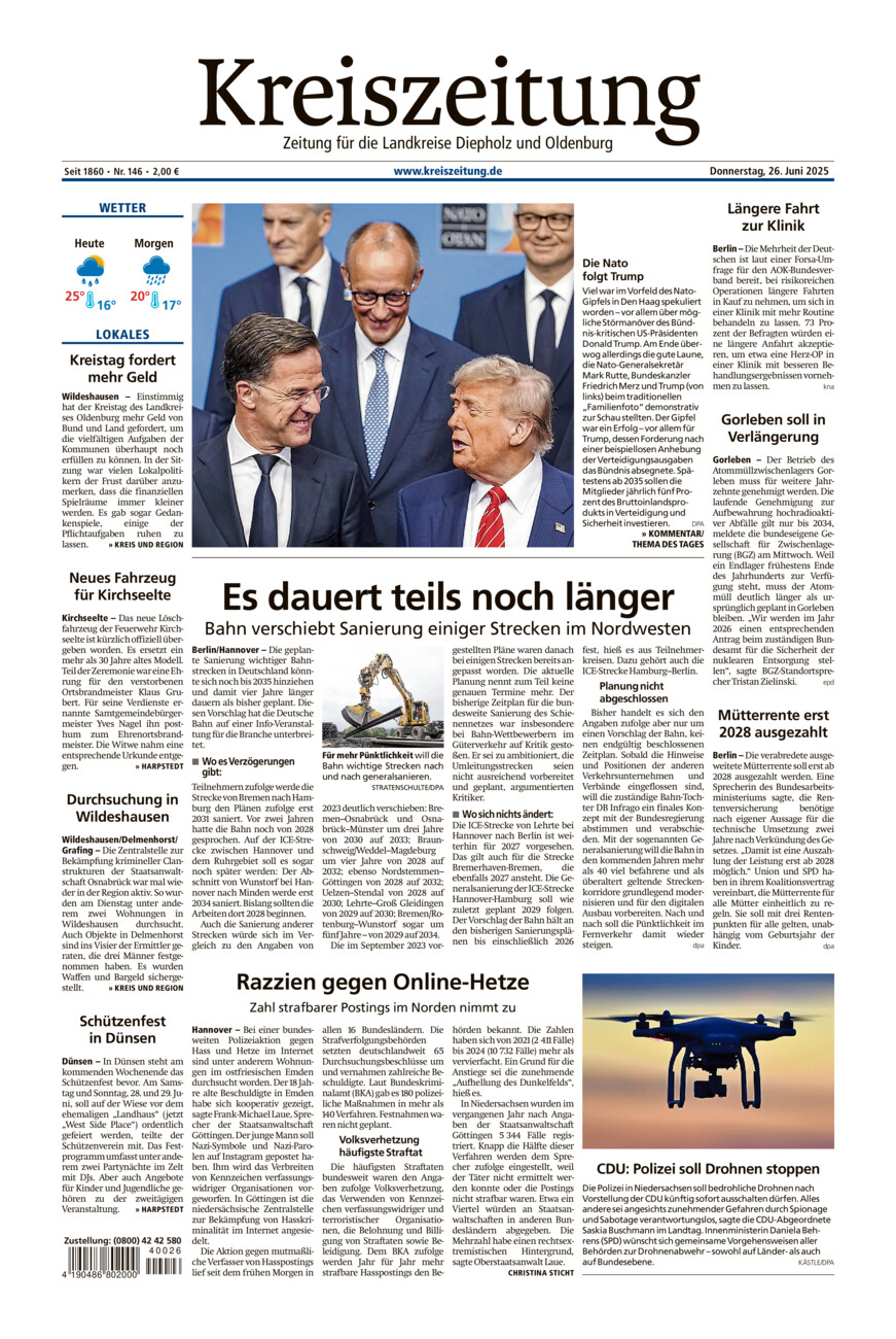 Kreiszeitung Kreis Oldenburg vom Donnerstag, 26.06.2025