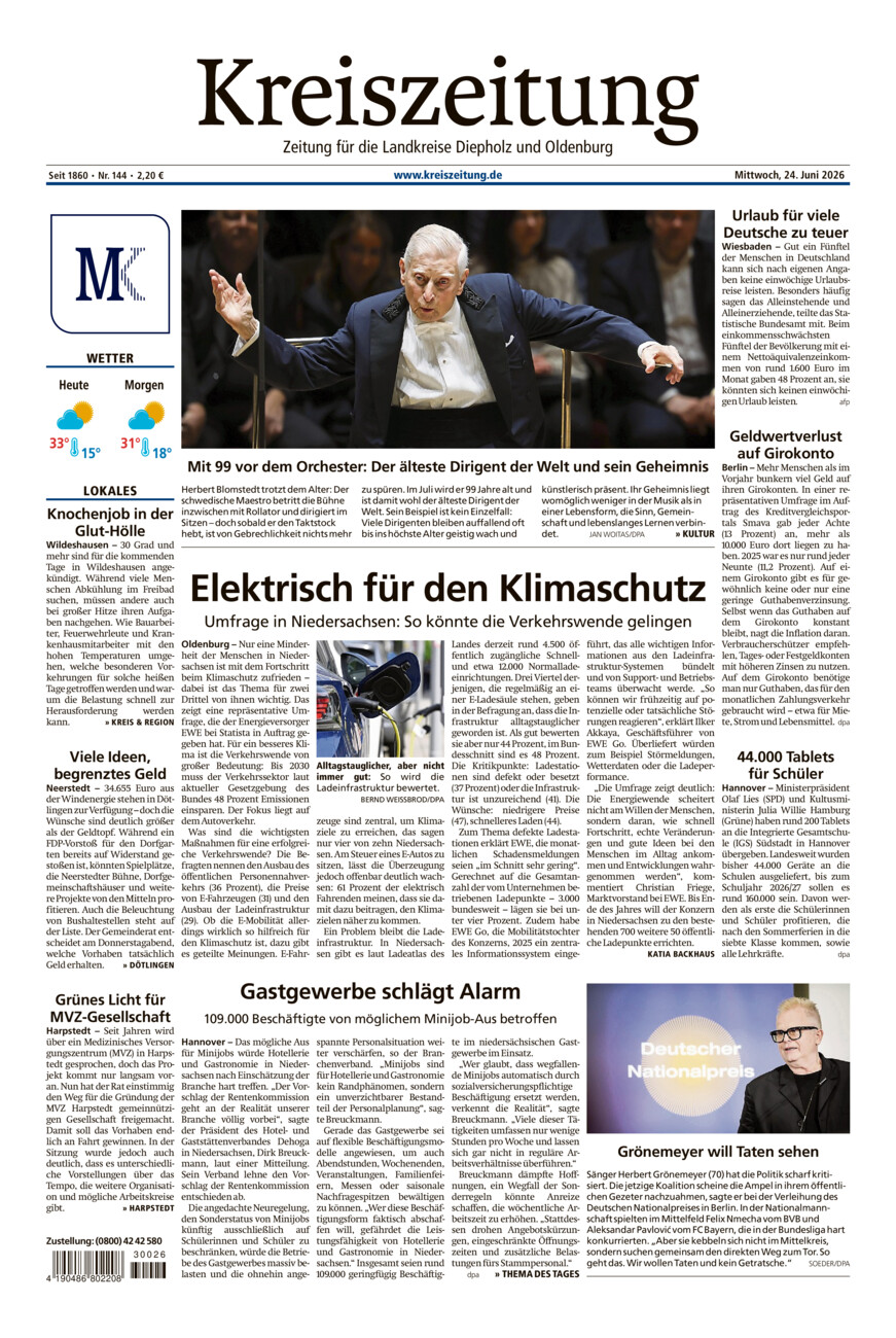 Kreiszeitung Kreis Oldenburg vom Mittwoch, 24.06.2026