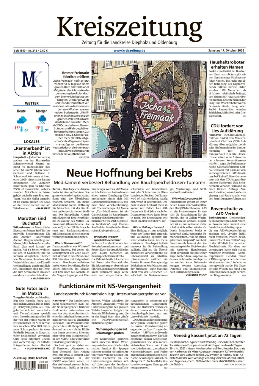 Kreiszeitung Kreis Oldenburg vom Samstag, 17.10.2026