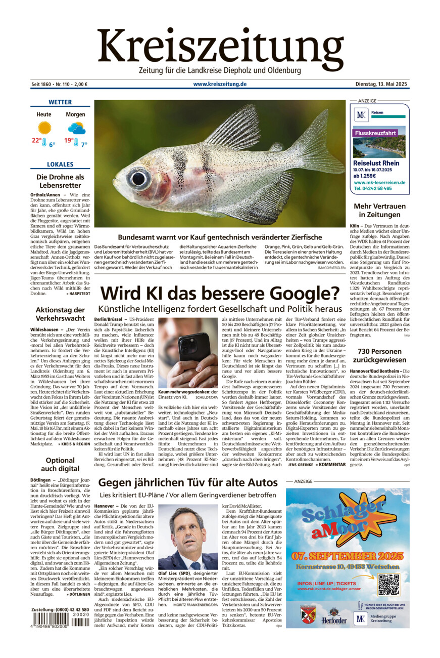 Kreiszeitung Kreis Oldenburg vom Dienstag, 13.05.2025