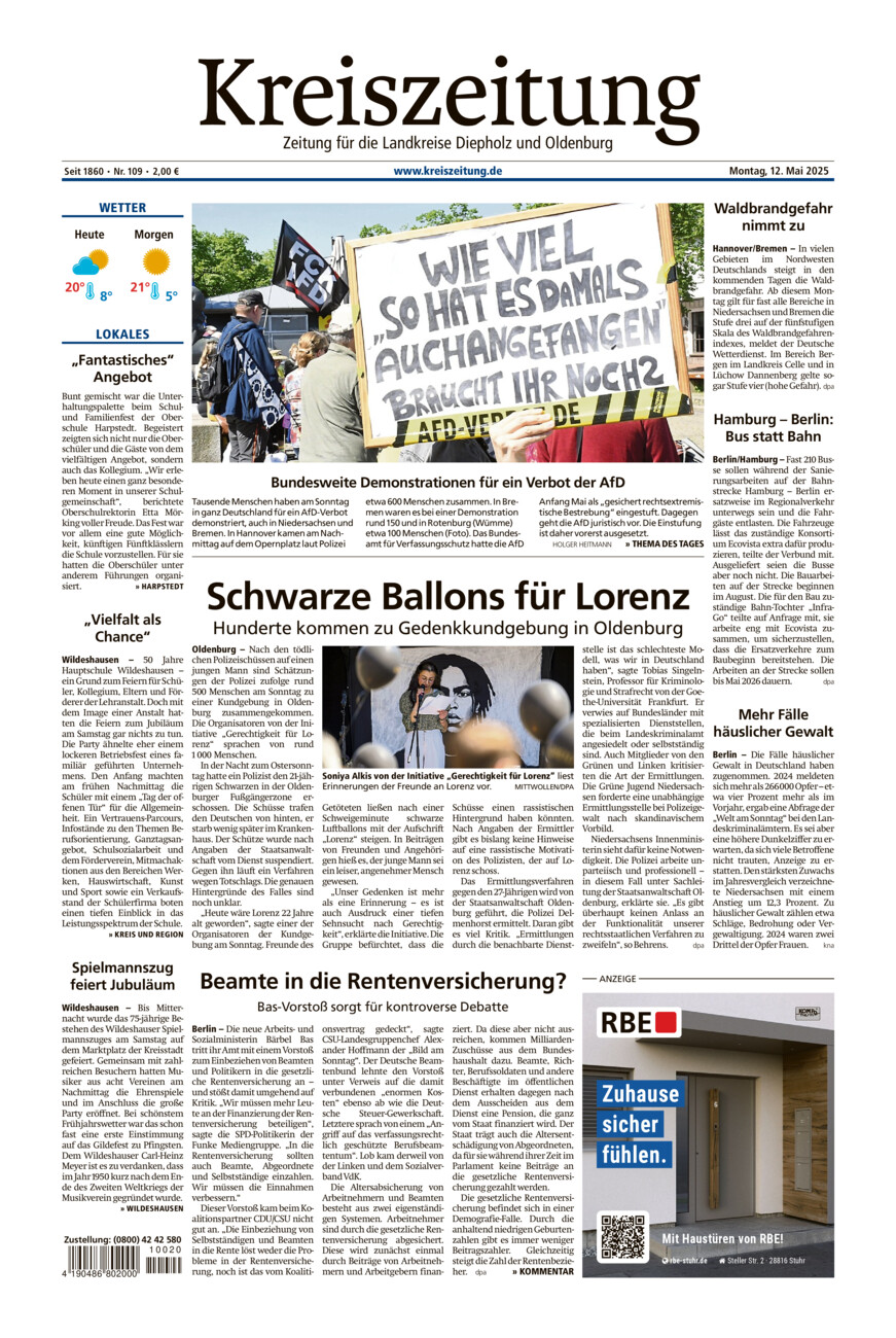 Kreiszeitung Kreis Oldenburg vom Montag, 12.05.2025