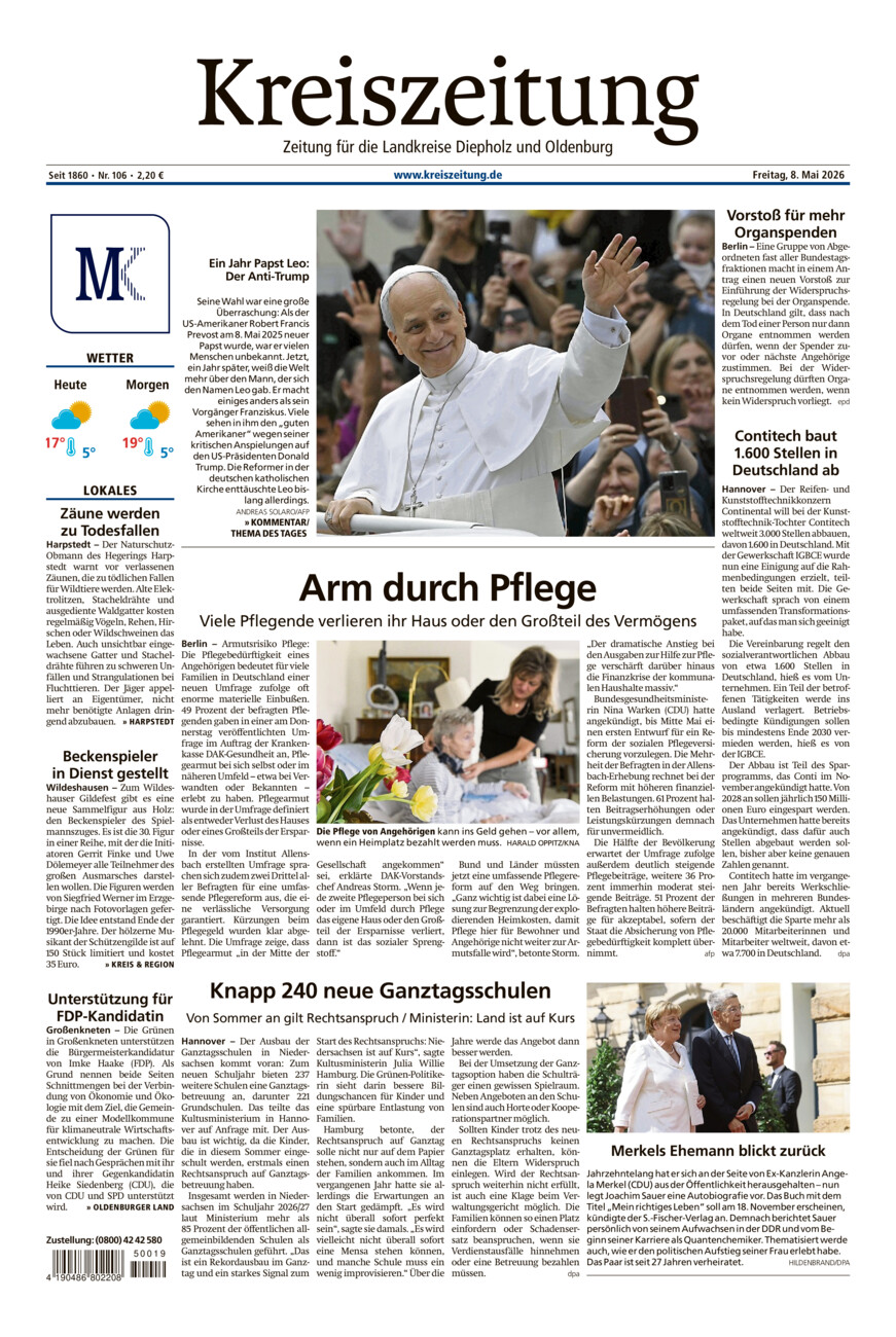 Kreiszeitung Kreis Oldenburg vom Freitag, 08.05.2026