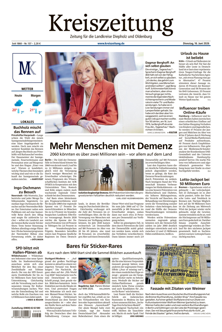 Kreiszeitung Kreis Oldenburg vom Dienstag, 16.06.2026