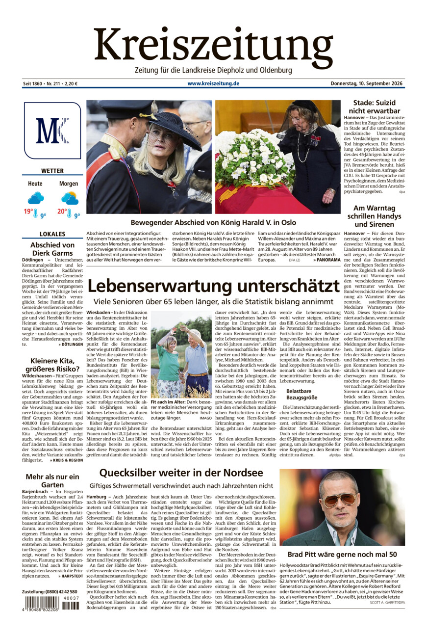 Kreiszeitung Kreis Oldenburg vom Donnerstag, 10.09.2026