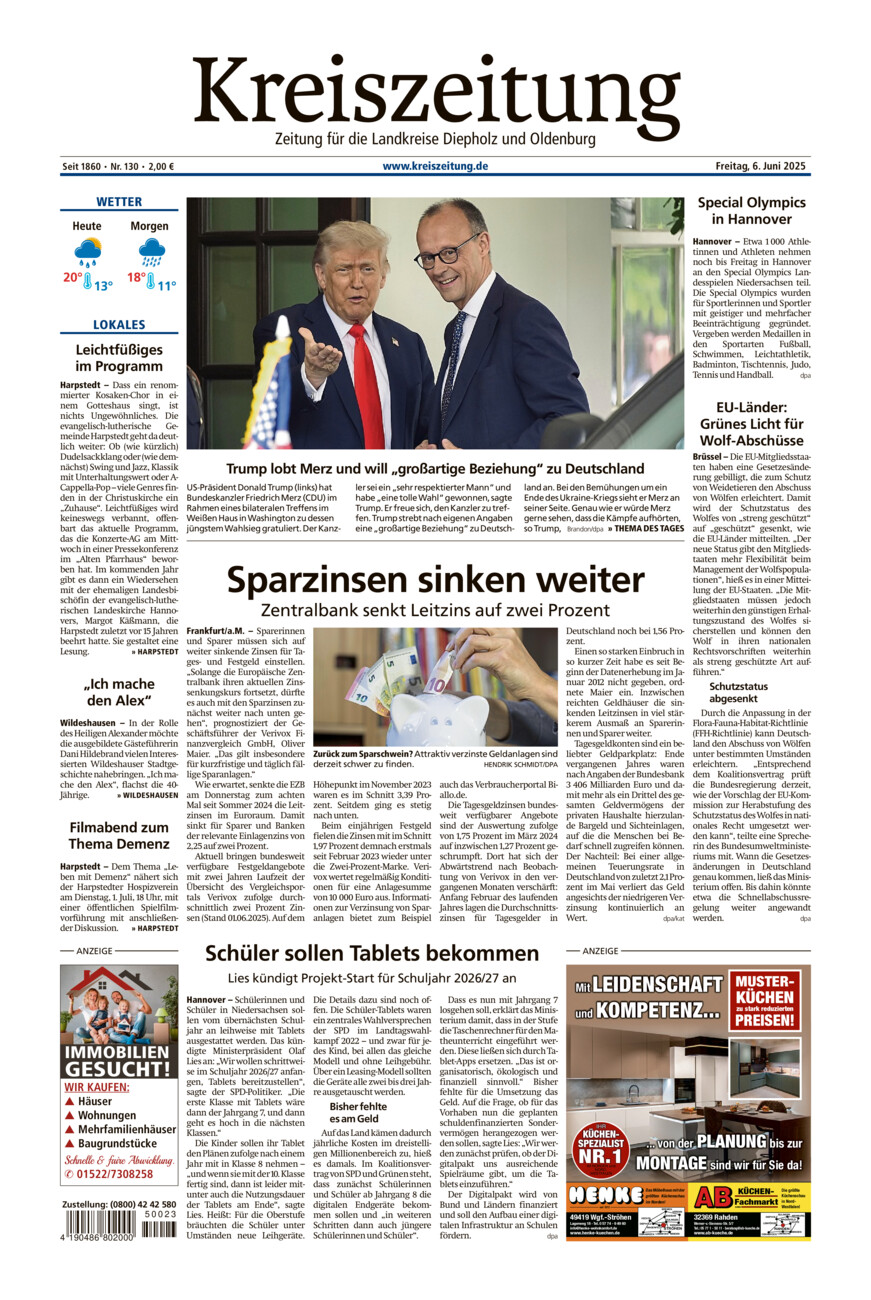 Kreiszeitung Kreis Oldenburg vom Freitag, 06.06.2025