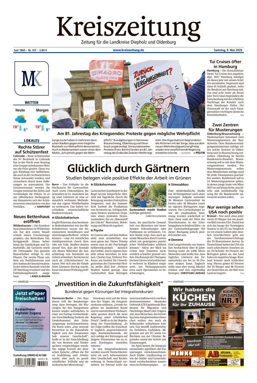 Kreiszeitung Kreis Oldenburg vom Samstag, 09.05.2026