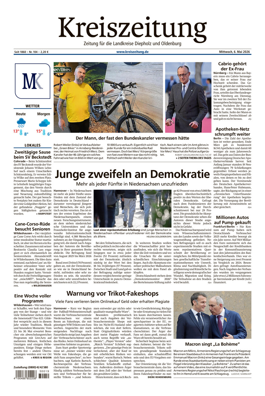 Kreiszeitung Kreis Oldenburg vom Mittwoch, 06.05.2026